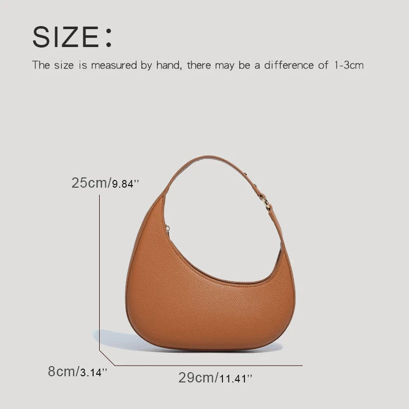 Vintage Half Moon Bags For Women Luxury Designer Handbags And Purses 2024 New In PU Lychee texture Rivet Small Underarm Shoulder