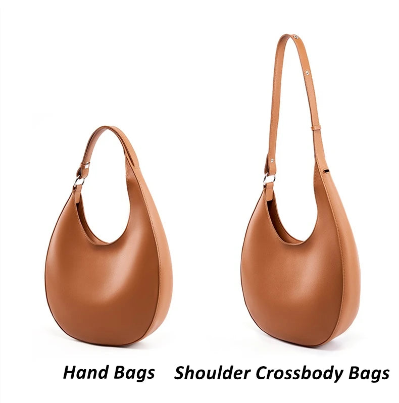 Hifashion Genuine Leather Underarm Shoulder Bags For Women 2024 Trend Designer Half Moon Crossbody Purses Tote Ladies Handbags